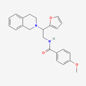 molecular formula C23H24N2O3 B2658156 N-(2-(3,4-二氢异喹啉-2(1H)-基)-2-(呋喃-2-基)乙基)-4-甲氧基苯甲酰胺 CAS No. 898433-11-9