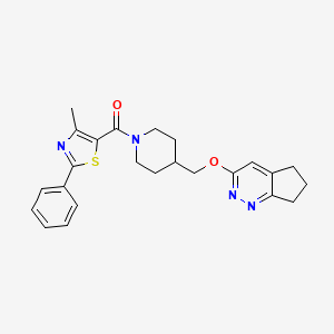 molecular formula C24H26N4O2S B2658159 [4-(6,7-Dihydro-5H-cyclopenta[c]pyridazin-3-yloxymethyl)piperidin-1-yl]-(4-methyl-2-phenyl-1,3-thiazol-5-yl)methanone CAS No. 2309585-75-7