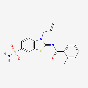 molecular formula C18H17N3O3S2 B2658160 (Z)-N-(3-allyl-6-sulfamoylbenzo[d]thiazol-2(3H)-ylidene)-2-methylbenzamide CAS No. 887200-98-8