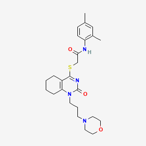 N-(2,4-dimethylphenyl)-2-((1-(3-morpholinopropyl)-2-oxo-1,2,5,6,7,8-hexahydroquinazolin-4-yl)thio)acetamide