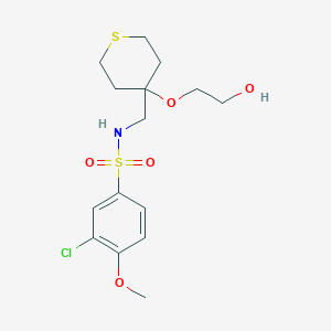molecular formula C15H22ClNO5S2 B2658175 3-chloro-N-((4-(2-hydroxyethoxy)tetrahydro-2H-thiopyran-4-yl)methyl)-4-methoxybenzenesulfonamide CAS No. 2319783-17-8