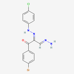 molecular formula C15H12BrClN4O B2658190 (2Z,3E)-1-(4-bromophenyl)-2-[2-(4-chlorophenyl)hydrazin-1-ylidene]-3-hydrazinylidenepropan-1-one CAS No. 338414-65-6