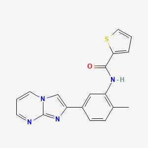 molecular formula C18H14N4OS B2658191 N-(5-imidazo[1,2-a]pyrimidin-2-yl-2-methylphenyl)thiophene-2-carboxamide CAS No. 847387-90-0