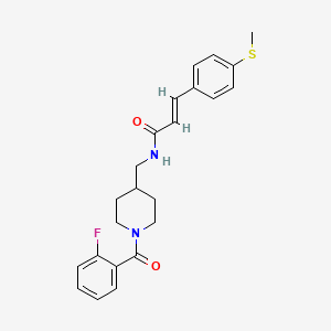 molecular formula C23H25FN2O2S B2658193 (E)-N-((1-(2-fluorobenzoyl)piperidin-4-yl)methyl)-3-(4-(methylthio)phenyl)acrylamide CAS No. 1798423-08-1