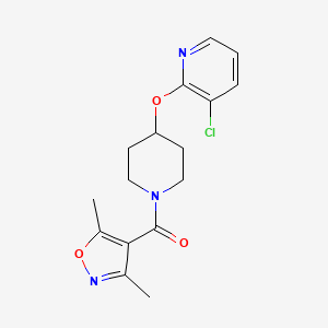 molecular formula C16H18ClN3O3 B2658195 (4-((3-Chloropyridin-2-yl)oxy)piperidin-1-yl)(3,5-dimethylisoxazol-4-yl)methanone CAS No. 1448064-07-0