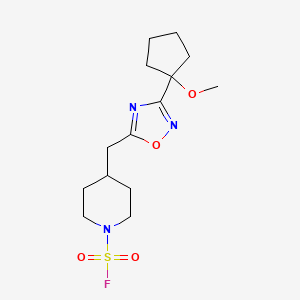 molecular formula C14H22FN3O4S B2658198 4-[[3-(1-Methoxycyclopentyl)-1,2,4-oxadiazol-5-yl]methyl]piperidine-1-sulfonyl fluoride CAS No. 2411285-93-1