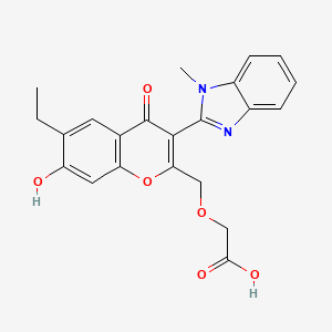 molecular formula C22H20N2O6 B2658204 2-((6-ethyl-7-hydroxy-3-(1-methyl-1H-benzo[d]imidazol-2-yl)-4-oxo-4H-chromen-2-yl)methoxy)acetic acid CAS No. 842976-34-5
