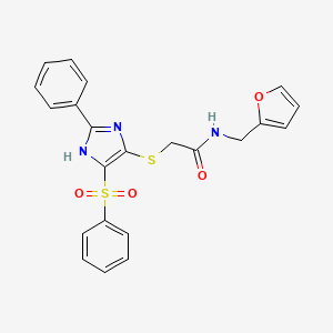 molecular formula C22H19N3O4S2 B2658210 N-(2-furylmethyl)-2-[2-phenyl-4-(phenylsulfonyl)imidazol-5-ylthio]acetamide CAS No. 950304-55-9