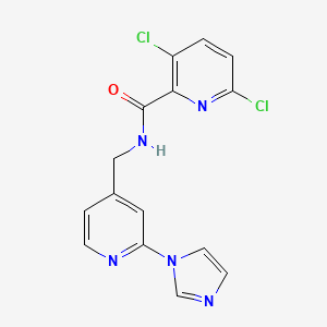 molecular formula C15H11Cl2N5O B2658216 3,6-Dichloro-N-[(2-imidazol-1-ylpyridin-4-yl)methyl]pyridine-2-carboxamide CAS No. 2249020-87-7