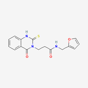 molecular formula C16H15N3O3S B2658221 N-(furan-2-ylmethyl)-3-(4-oxo-2-thioxo-1,2-dihydroquinazolin-3(4H)-yl)propanamide CAS No. 451465-84-2
