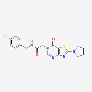molecular formula C18H18ClN5O2S B2658225 N-(4-chlorobenzyl)-2-(7-oxo-2-(pyrrolidin-1-yl)thiazolo[4,5-d]pyrimidin-6(7H)-yl)acetamide CAS No. 1223780-62-8