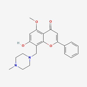 molecular formula C22H24N2O4 B2658241 7-hydroxy-5-methoxy-8-((4-methylpiperazin-1-yl)methyl)-2-phenyl-4H-chromen-4-one CAS No. 921112-22-3