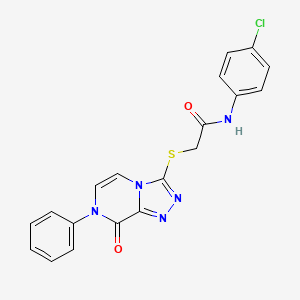molecular formula C19H14ClN5O2S B2658247 N-(4-chlorophenyl)-2-((8-oxo-7-phenyl-7,8-dihydro-[1,2,4]triazolo[4,3-a]pyrazin-3-yl)thio)acetamide CAS No. 1242897-97-7