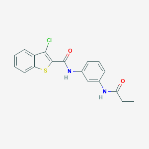 molecular formula C18H15ClN2O2S B265825 3-chloro-N-[3-(propanoylamino)phenyl]-1-benzothiophene-2-carboxamide 