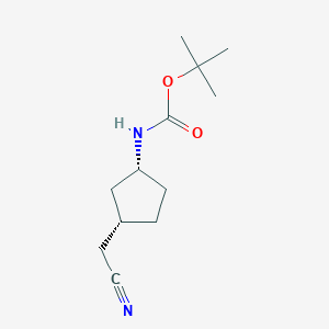 molecular formula C12H20N2O2 B2658251 Tert-butyl (trans-3-(cyanomethyl)cyclopentyl)carbamate CAS No. 884006-67-1