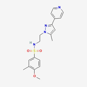 molecular formula C19H22N4O3S B2658254 4-甲氧基-3-甲基-N-(2-(5-甲基-3-(吡啶-4-基)-1H-吡唑-1-基)乙基)苯磺酰胺 CAS No. 2034633-00-4