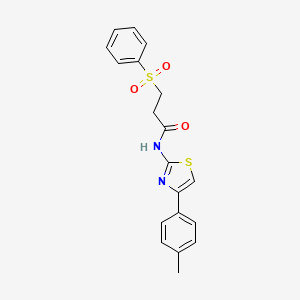 molecular formula C19H18N2O3S2 B2658257 3-(苯磺酰基)-N-[4-(4-甲苯基)-1,3-噻唑-2-基]丙酰胺 CAS No. 852464-30-3