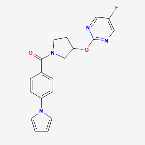molecular formula C19H17FN4O2 B2658260 (4-(1H-pyrrol-1-yl)phenyl)(3-((5-fluoropyrimidin-2-yl)oxy)pyrrolidin-1-yl)methanone CAS No. 2034578-46-4