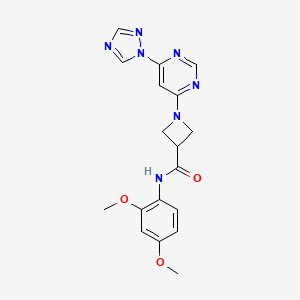 molecular formula C18H19N7O3 B2658263 1-(6-(1H-1,2,4-三唑-1-基)嘧啶-4-基)-N-(2,4-二甲氧基苯基)氮杂环丁烷-3-羧酰胺 CAS No. 2034478-42-5