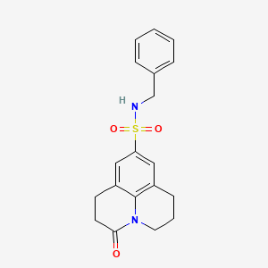molecular formula C19H20N2O3S B2658265 N-benzyl-3-oxo-1,2,3,5,6,7-hexahydropyrido[3,2,1-ij]quinoline-9-sulfonamide CAS No. 896375-16-9
