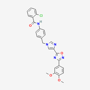 2-chloro-N-[4-({4-[3-(3,4-dimethoxyphenyl)-1,2,4-oxadiazol-5-yl]-1H-imidazol-1-yl}methyl)phenyl]benzamide