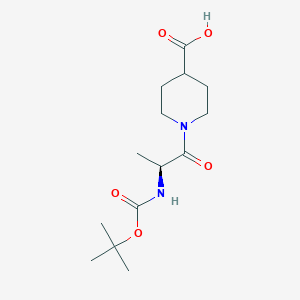 molecular formula C14H24N2O5 B2658274 (S)-1-(2-((tert-butoxycarbonyl)amino)propanoyl)piperidine-4-carboxylic acid CAS No. 957023-71-1