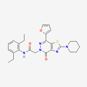 molecular formula C26H29N5O3S B2658280 N-(2,6-diethylphenyl)-2-(7-(furan-2-yl)-4-oxo-2-(piperidin-1-yl)thiazolo[4,5-d]pyridazin-5(4H)-yl)acetamide CAS No. 1105208-69-2