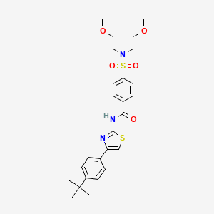 molecular formula C26H33N3O5S2 B2658291 4-[bis(2-methoxyethyl)sulfamoyl]-N-[4-(4-tert-butylphenyl)-1,3-thiazol-2-yl]benzamide CAS No. 361159-61-7