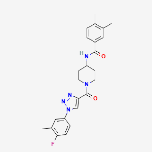 N-(1-(1-(4-fluoro-3-methylphenyl)-1H-1,2,3-triazole-4-carbonyl)piperidin-4-yl)-3,4-dimethylbenzamide