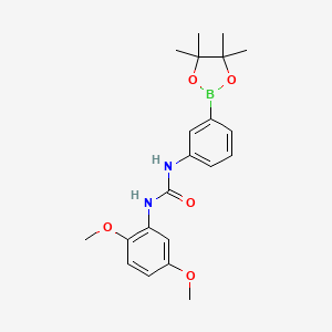 molecular formula C21H27BN2O5 B2658295 1-(2,5-Dimethoxyphenyl)-3-[3-(tetramethyl-1,3,2-dioxaborolan-2-yl)phenyl]urea CAS No. 2096997-11-2