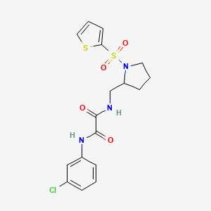 molecular formula C17H18ClN3O4S2 B2658301 N1-(3-chlorophenyl)-N2-((1-(thiophen-2-ylsulfonyl)pyrrolidin-2-yl)methyl)oxalamide CAS No. 896294-61-4