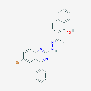 molecular formula C26H19BrN4O B2658302 (E)-2-(1-(2-(6-bromo-4-phenylquinazolin-2-yl)hydrazono)ethyl)naphthalen-1-ol CAS No. 392251-55-7