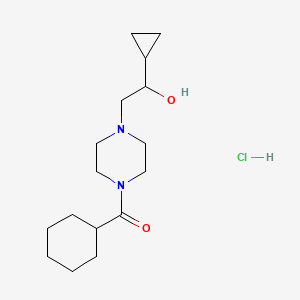 molecular formula C16H29ClN2O2 B2658310 环己基(4-(2-环丙基-2-羟乙基)哌嗪-1-基)甲酮盐酸盐 CAS No. 1396711-28-6