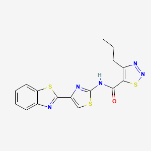 molecular formula C16H13N5OS3 B2658311 N-(4-(benzo[d]thiazol-2-yl)thiazol-2-yl)-4-propyl-1,2,3-thiadiazole-5-carboxamide CAS No. 1251708-23-2