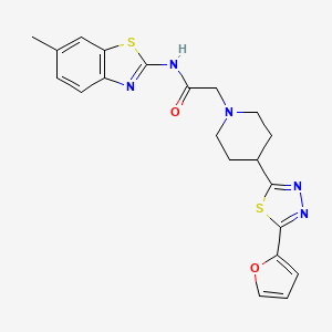 molecular formula C21H21N5O2S2 B2658315 2-(4-(5-(furan-2-yl)-1,3,4-thiadiazol-2-yl)piperidin-1-yl)-N-(6-methylbenzo[d]thiazol-2-yl)acetamide CAS No. 1226454-18-7