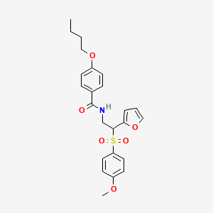 molecular formula C24H27NO6S B2658316 4-butoxy-N-{2-(2-furyl)-2-[(4-methoxyphenyl)sulfonyl]ethyl}benzamide CAS No. 946366-86-5