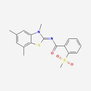 molecular formula C18H18N2O3S2 B2658321 2-methylsulfonyl-N-(3,5,7-trimethyl-1,3-benzothiazol-2-ylidene)benzamide CAS No. 896271-08-2