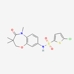 molecular formula C16H17ClN2O4S2 B2658323 5-氯-N-(3,3,5-三甲基-4-氧代-2,3,4,5-四氢苯并[b][1,4]恶杂环辛烯-8-基)噻吩-2-磺酰胺 CAS No. 922097-06-1
