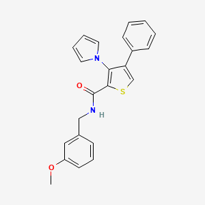 molecular formula C23H20N2O2S B2658336 N-(3-methoxybenzyl)-4-phenyl-3-(1H-pyrrol-1-yl)thiophene-2-carboxamide CAS No. 1251609-74-1