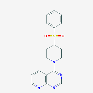 molecular formula C18H18N4O2S B2658337 4-[4-(Benzenesulfonyl)piperidin-1-yl]pyrido[2,3-d]pyrimidine CAS No. 2380169-79-7