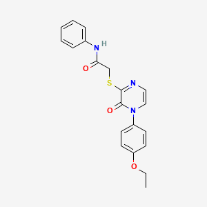 molecular formula C20H19N3O3S B2658346 2-((4-(4-ethoxyphenyl)-3-oxo-3,4-dihydropyrazin-2-yl)thio)-N-phenylacetamide CAS No. 899945-32-5