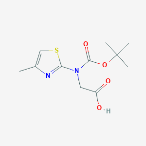 molecular formula C11H16N2O4S B2658350 2-[(2-Methylpropan-2-yl)oxycarbonyl-(4-methyl-1,3-thiazol-2-yl)amino]acetic acid CAS No. 2248354-89-2