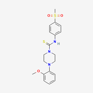 molecular formula C19H23N3O3S2 B2658351 4-(2-methoxyphenyl)-N-(4-(methylsulfonyl)phenyl)piperazine-1-carbothioamide CAS No. 900135-93-5
