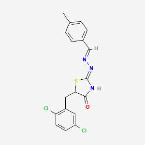 molecular formula C18H15Cl2N3OS B2658358 (Z)-5-(2,5-dichlorobenzyl)-2-((E)-(4-methylbenzylidene)hydrazono)thiazolidin-4-one CAS No. 476293-46-6