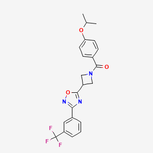 molecular formula C22H20F3N3O3 B2658364 (4-Isopropoxyphenyl)(3-(3-(3-(trifluoromethyl)phenyl)-1,2,4-oxadiazol-5-yl)azetidin-1-yl)methanone CAS No. 1396682-45-3