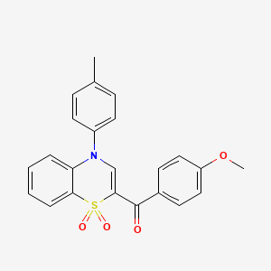 molecular formula C23H19NO4S B2658366 (4-methoxyphenyl)[4-(4-methylphenyl)-1,1-dioxido-4H-1,4-benzothiazin-2-yl]methanone CAS No. 1114653-00-7