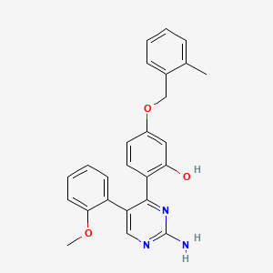 molecular formula C25H23N3O3 B2658387 2-(2-Amino-5-(2-methoxyphenyl)pyrimidin-4-yl)-5-((2-methylbenzyl)oxy)phenol CAS No. 877809-93-3