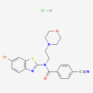 molecular formula C21H20BrClN4O2S B2658395 N-(6-bromobenzo[d]thiazol-2-yl)-4-cyano-N-(2-morpholinoethyl)benzamide hydrochloride CAS No. 1216632-63-1