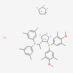 molecular formula C48H64FeO2P2 B2658396 (S)-1-{(RP)-2-[Bis(4-methoxy-3,5-dimethylphenyl)phosphino]ferrocenyl}-ethyldi(3,5-xylyl)phosphine CAS No. 849924-48-7