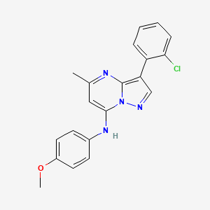 molecular formula C20H17ClN4O B2658402 3-(2-chlorophenyl)-N-(4-methoxyphenyl)-5-methylpyrazolo[1,5-a]pyrimidin-7-amine CAS No. 890635-06-0